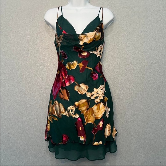 RAT & BOA Green floral mini dress
